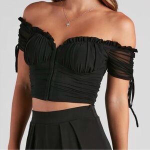 Corset Ruched Grunge Fairy Sheer Sleeve Milkmaid Dark Coquette Whimsigoth Goth M